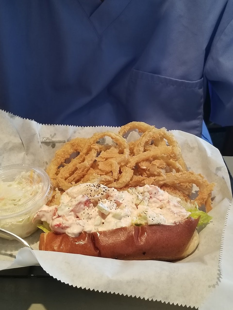 Lobster Salad Roll with Onion Rings