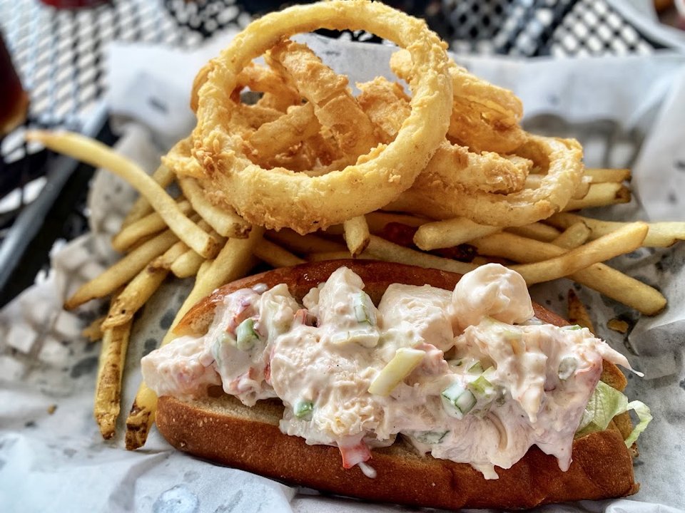 Lobster Roll with Onion Rings