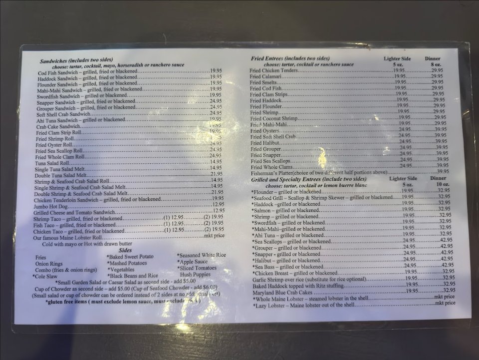 Menu page listing soups, appetizers, and salads.